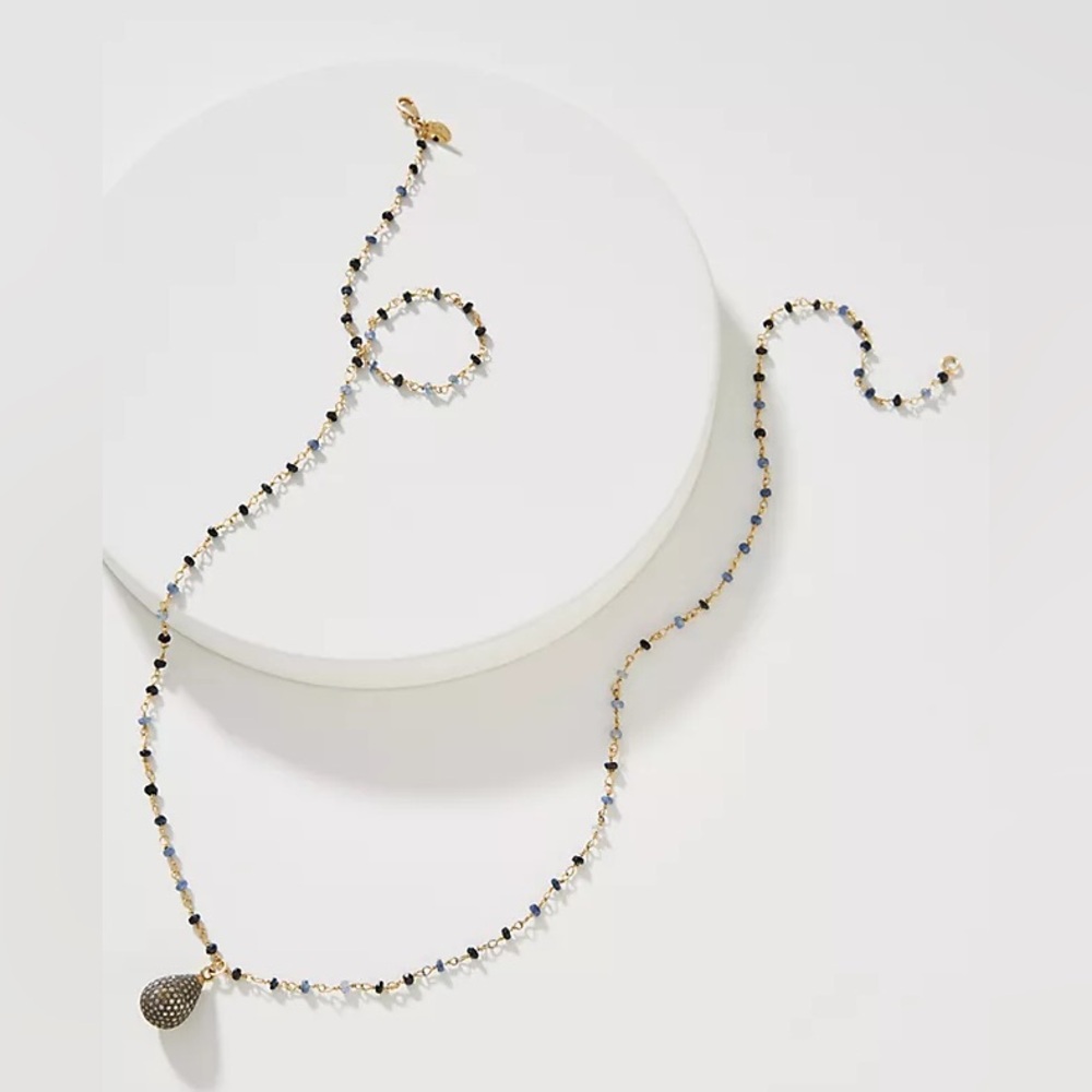 Jemma Sands Anthropologie Pacific Sapphire Necklace w/ diamond pendant